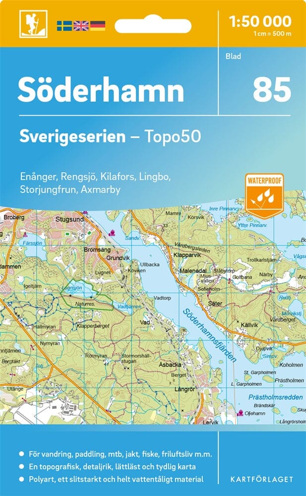 Carte topographique n° 85 - Söderhamn (Suède) | Norstedts - Sverigeserien carte pliée Norstedts 
