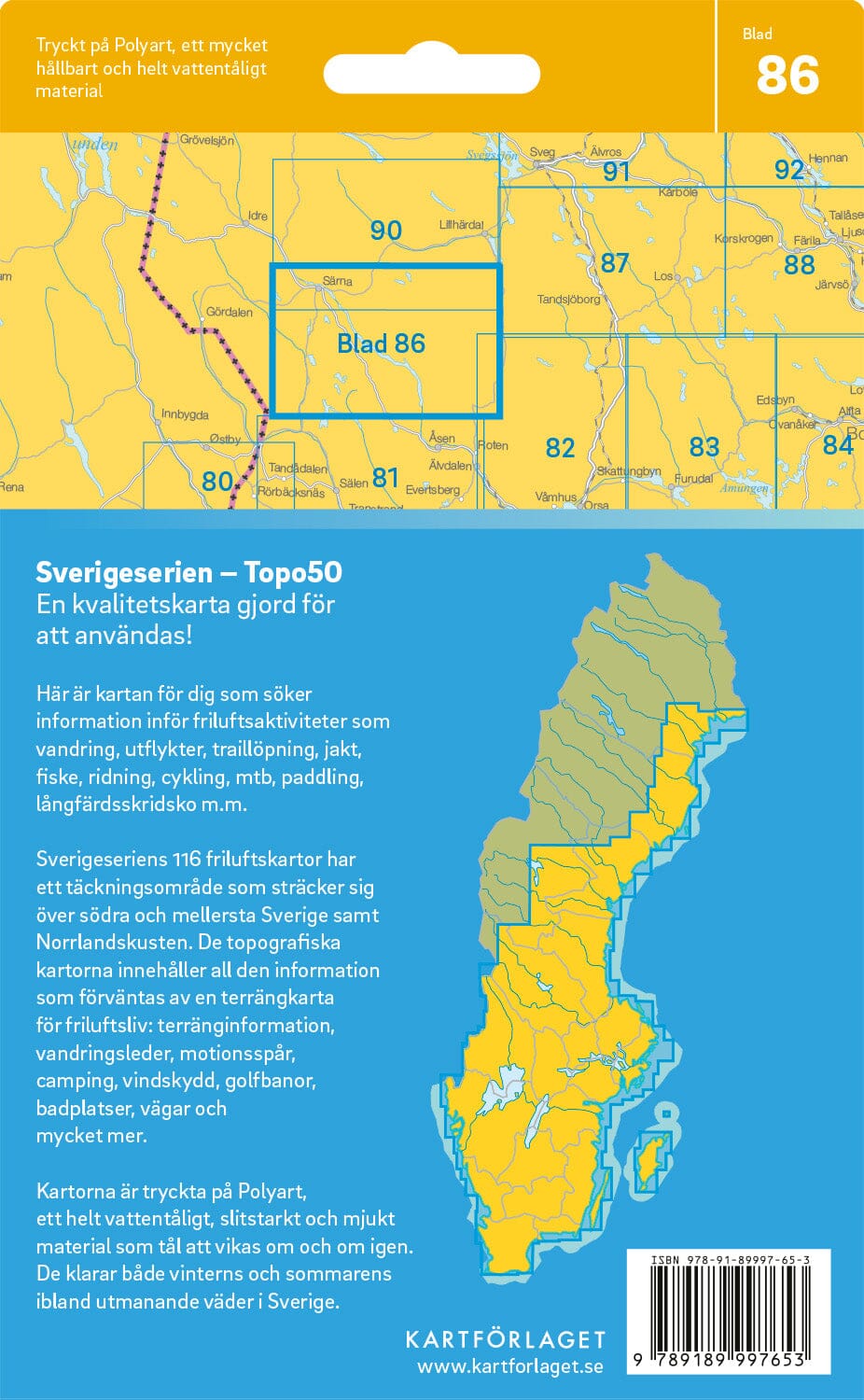 Carte topographique n° 86 - Särna (Suède) | Norstedts - Sverigeserien carte pliée Norstedts 