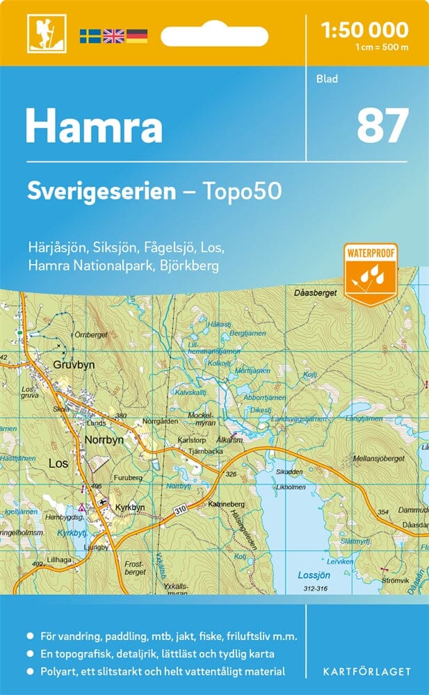 Carte topographique n° 87 - Hamra (Suède) | Norstedts - Sverigeserien carte pliée Norstedts 