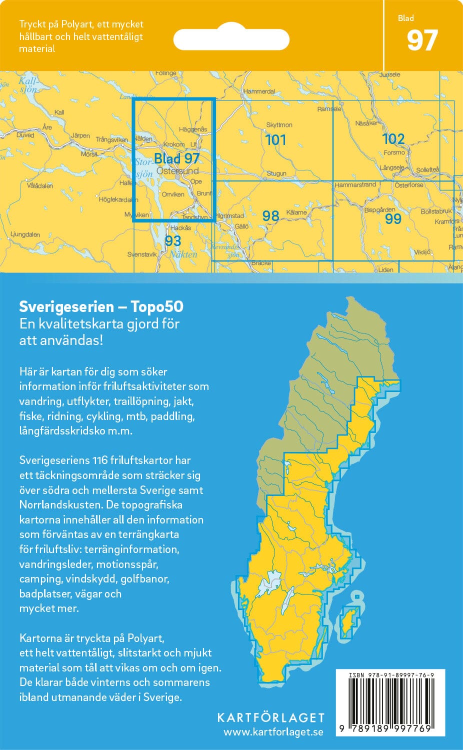 Carte topographique n° 97 - Östersund (Suède) | Norstedts - Sverigeserien carte pliée Norstedts 