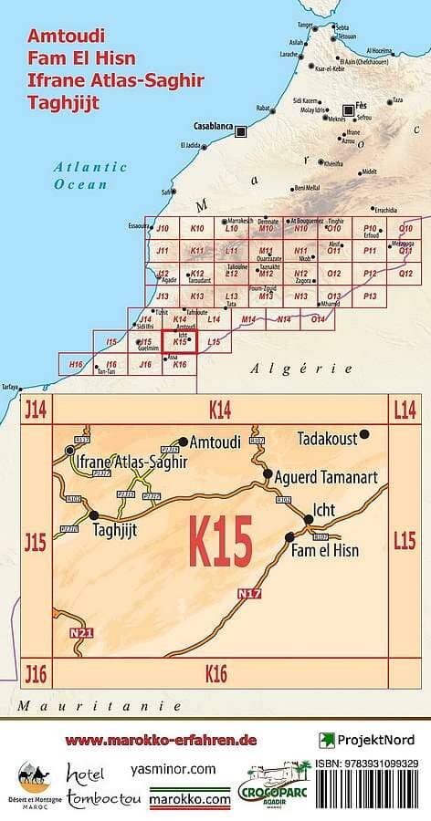 Carte touristique K15 - Amtoudi, Fam El Hisn, Ifrane, Taghjijt (Maroc) | Huber carte pliée Huber 