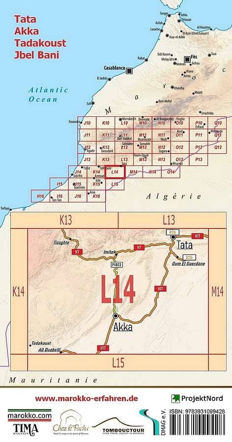 Carte touristique L14 - Tata, Akka, Tadakoust, Jbel Bani (Maroc) | Huber carte pliée Huber 
