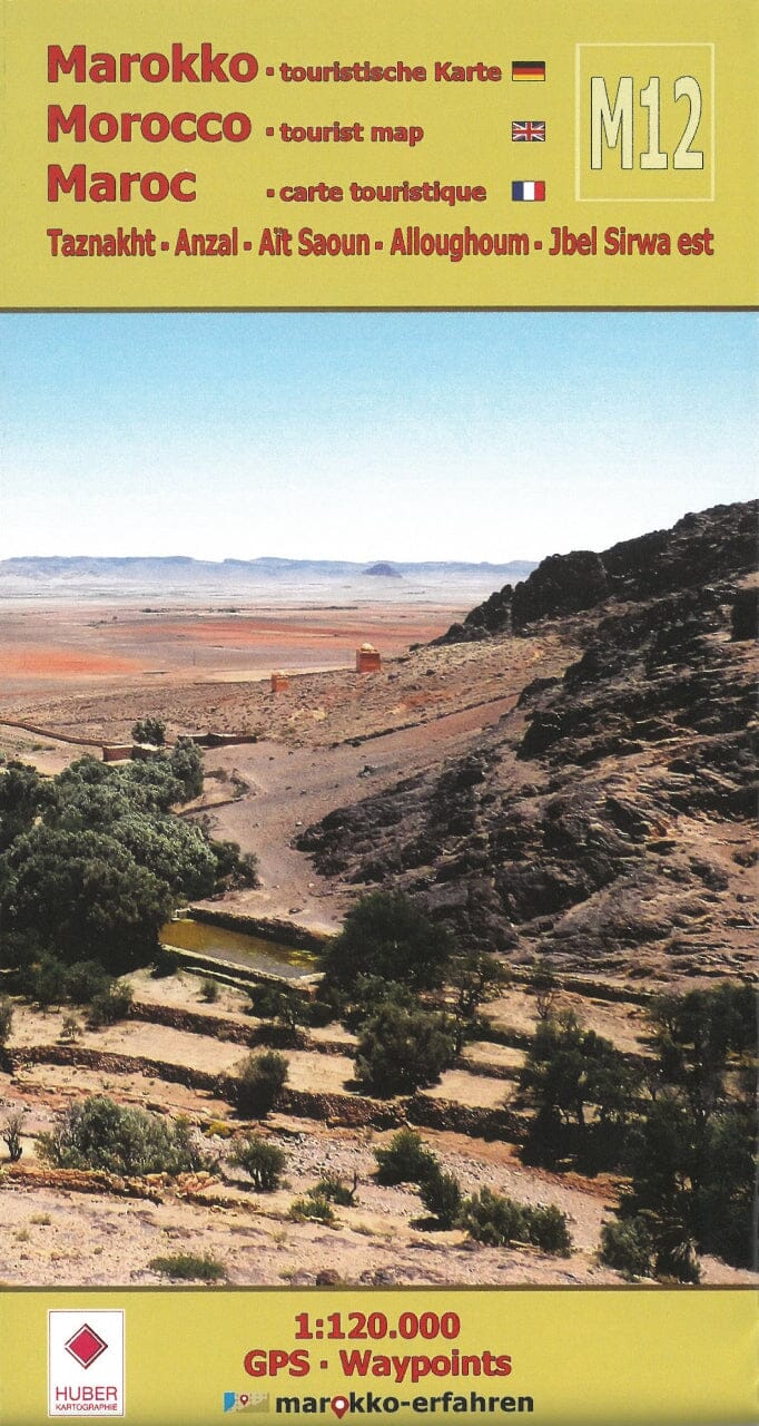 Carte touristique M12 - Taznakht, Anzal, Aït Saoun, Alloughoum, Jbel Sirwa est (Maroc) | Huber carte pliée Huber 