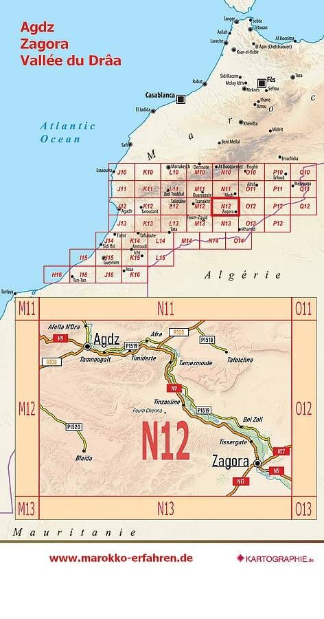 Carte touristique N12 - Agdz, Zagora, Vallée du Drâa (Maroc) | Huber carte pliée Huber 