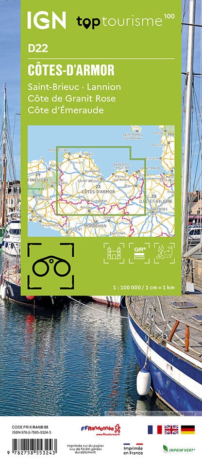 Carte touristique TOP100D22 - Côtes-d'Armor | IGN carte pliée IGN 