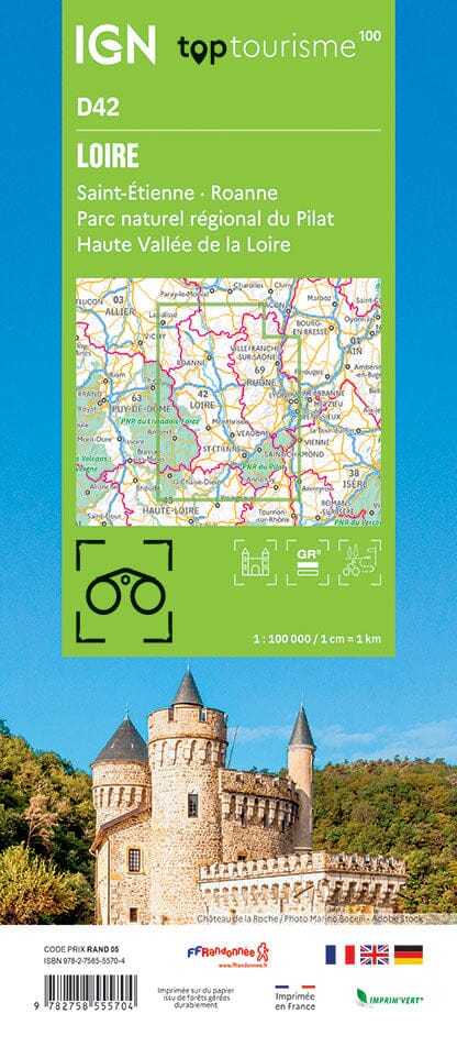 Carte touristique TOP100D42 - Loire | IGN carte pliée IGN 