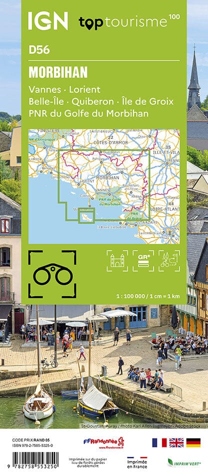 Carte touristique TOP100D56 - Morbihan | IGN carte pliée IGN 