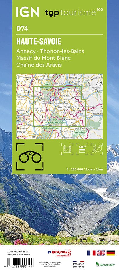 Carte touristique TOP100D74 - Haute-Savoie | IGN carte pliée IGN 