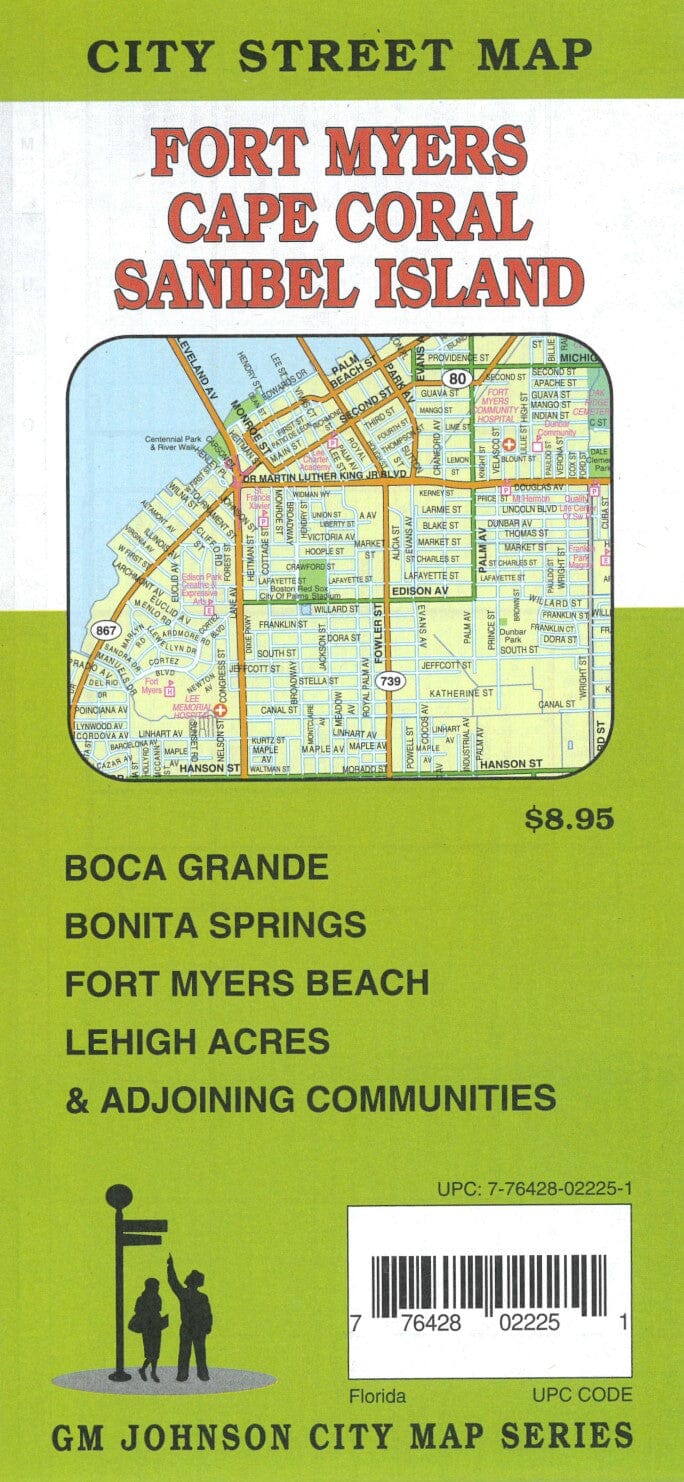 Fort Myers Cape Coral Sanibal Island City Street Map | GM Johnson carte pliée GM Johnson 