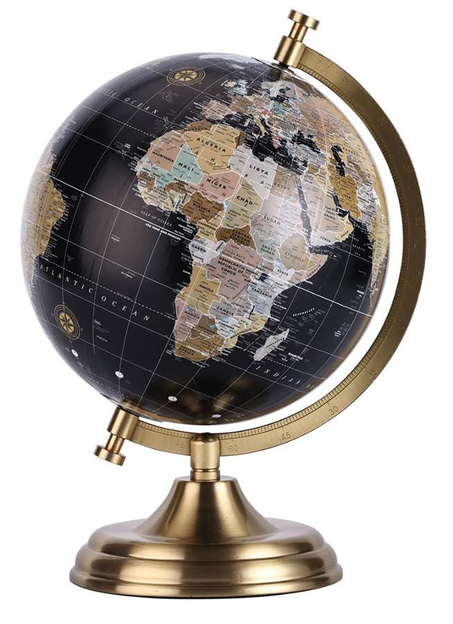 Globe rétro de diamètre 18 cm, couleur noir, avec pied en laiton (en anglais) globe Cartotheque Egg 