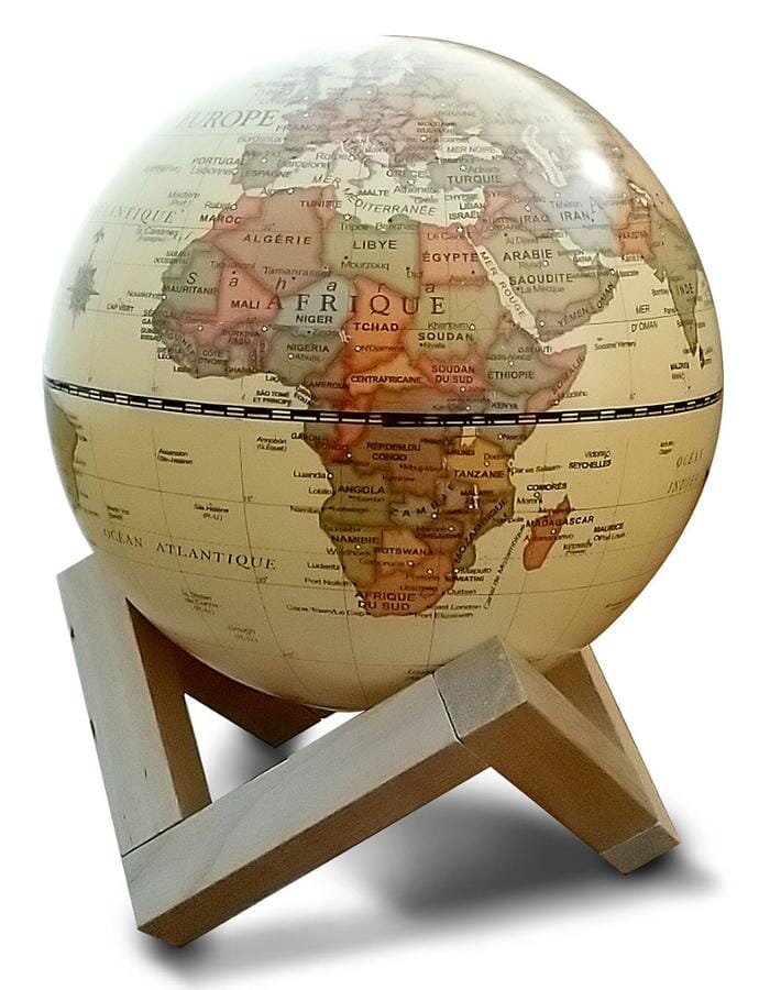 Globe terrestre lumineux de diamètre 14 cm, style antique, avec support en bois (en français) globe Cartotheque Egg 