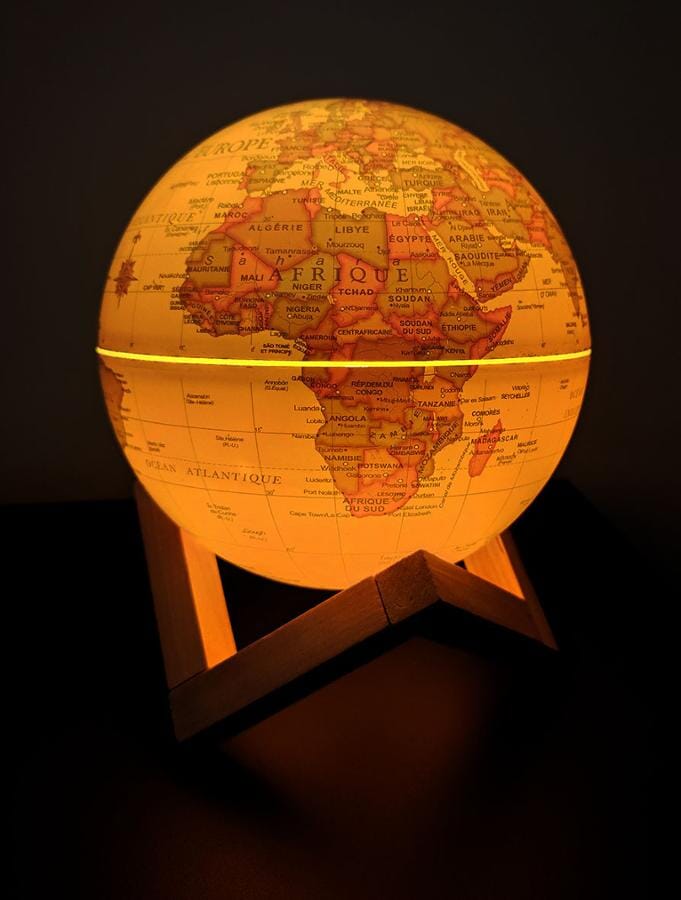 Globe Terrestre Retro - Noir - 18 cm - Pied en laiton