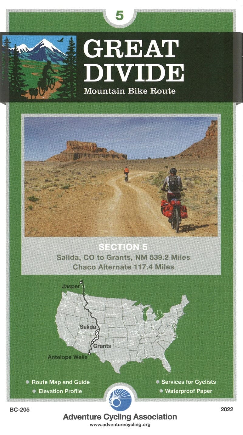 Great Divide Mountain Bike Route n° 5 - Platoro, Colorado - Pie Town, New Mexico (431 miles) | Adventure Cycling Association carte pliée Adventure Cycling Association 