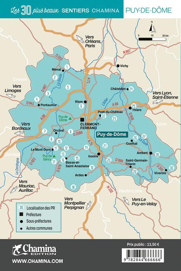 Guide de balades - Puy-de-Dôme - 30 sentiers à pied | Chamina guide de randonnée Chamina 