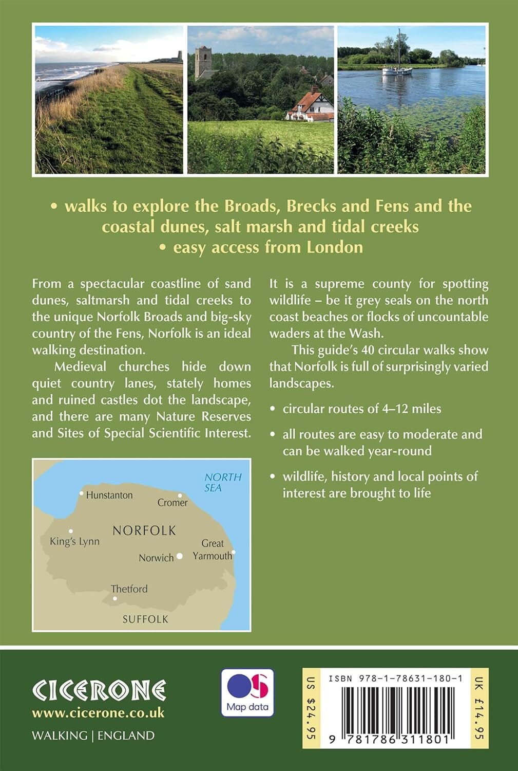Guide de randonnées (en anglais) - Norfolk : 40 circular coast & country walks | Cicerone guide de randonnée Cicerone 