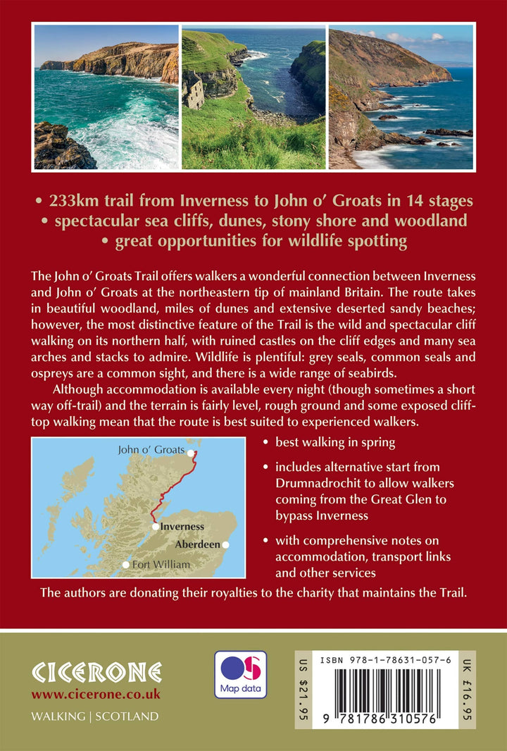 Guide de randonnées (en anglais) - Walking the John o' Groats Trail : Coastal walking from Inverness to John o' Groats | Cicerone guide petit format Cicerone 