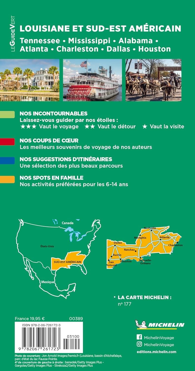 Guide Vert - Louisiane et Sud-Est américain, villes du Texas - Édition 2024 | Michelin guide de voyage Michelin 