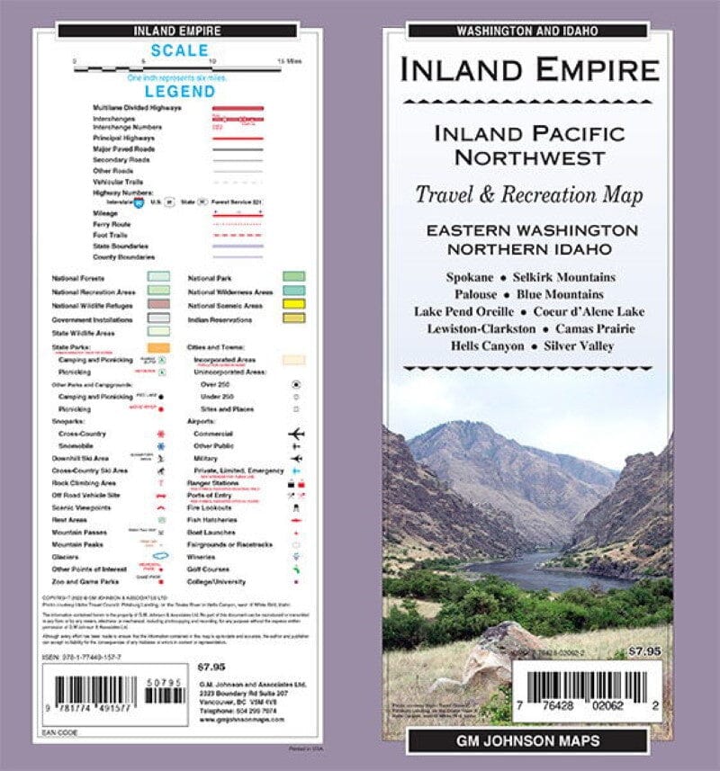 Inland Empire - Est de l'État de Washington et nord de l'Idaho | GM Johnson carte pliée GM Johnson 