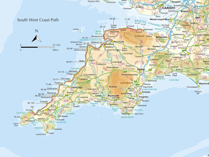 Livret de cartes (en anglais) - South West Coast Path - Vol.1 : Minehead to St Ives | Cicerone guide de randonnée Cicerone 