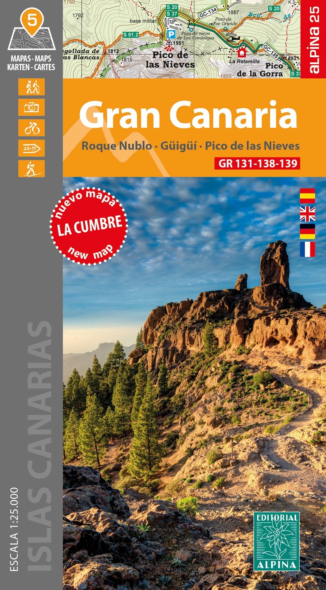 Lot de 5 cartes de randonnée - Grande Canarie | Alpina carte pliée Editorial Alpina 