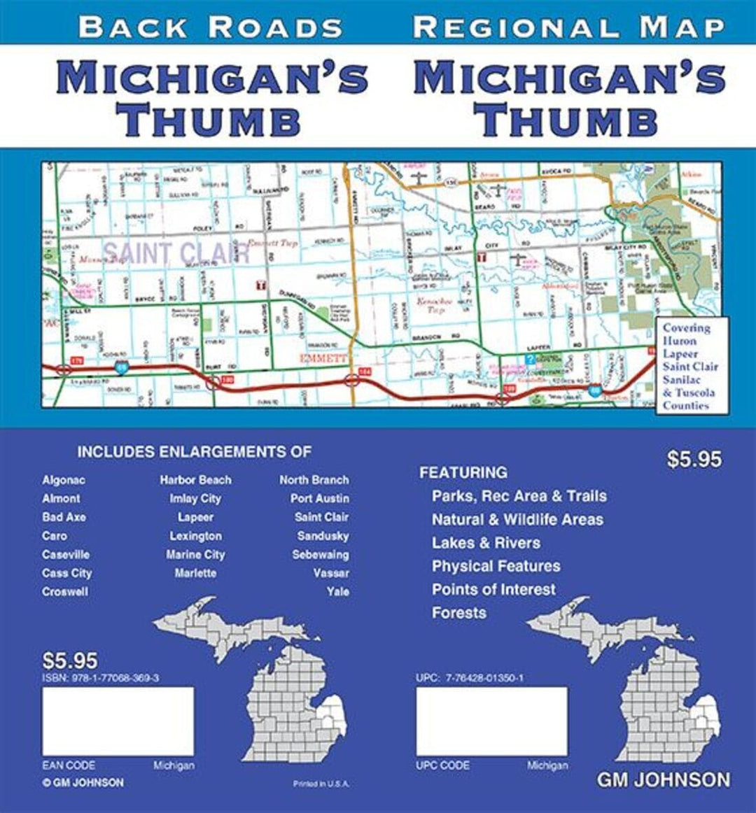 Michigan's Thumb - Back Roads | GM Johnson carte pliée GM Johnson 