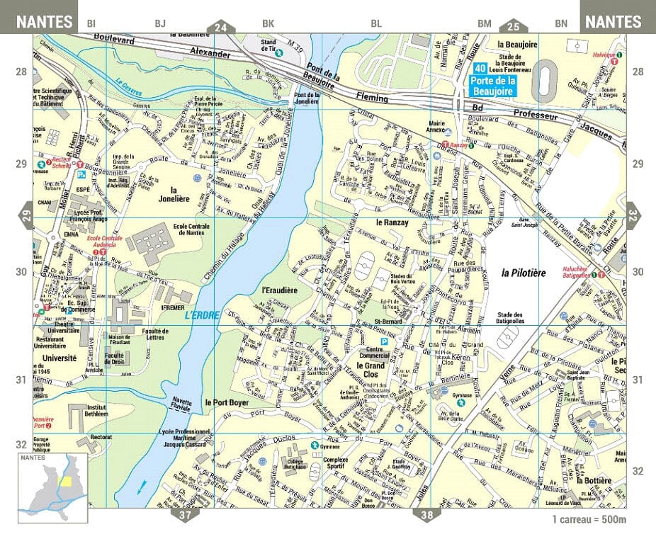 Nantes – Plan de ville pratique | Blay Foldex carte pliée Blay Foldex 