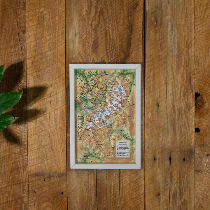 Petit cadre en bois pour carte en relief (19,5 x 29,5 cm) | 3D Map carte relief petit format 3D Map blanc 