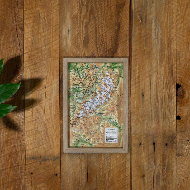 Petit cadre en bois pour carte en relief (19,5 x 29,5 cm) | 3D Map carte relief petit format 3D Map bois 