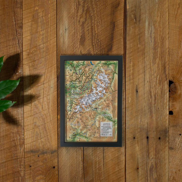 Petit cadre en bois pour carte en relief (19,5 x 29,5 cm) | 3D Map carte relief petit format 3D Map noir 