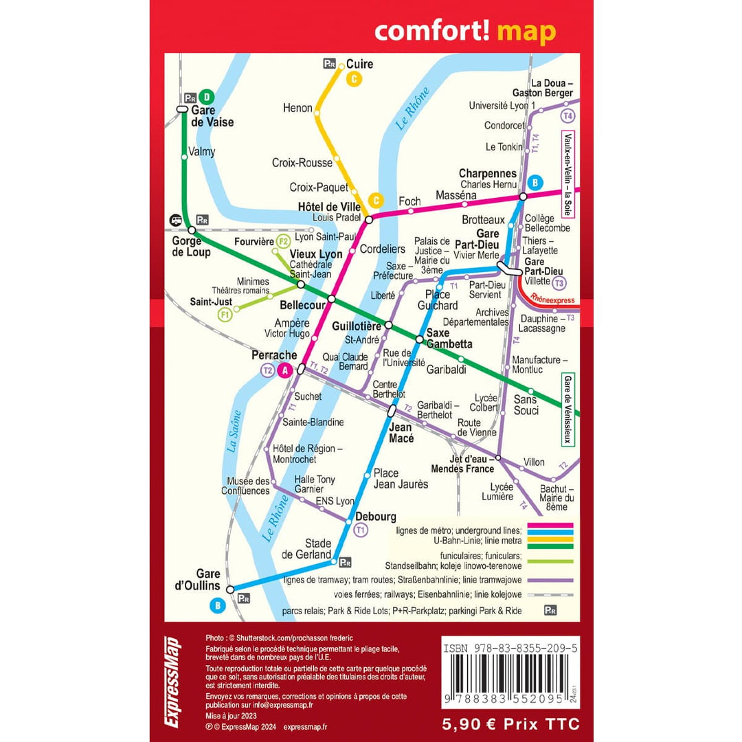 Plan de poche plastifié - Lyon mini | Express Map carte pliée Express Map 