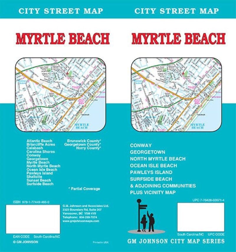 Plan de ville - Myrtle Beach (Caroline du Sud) | GM Johnson carte pliée GM Johnson 