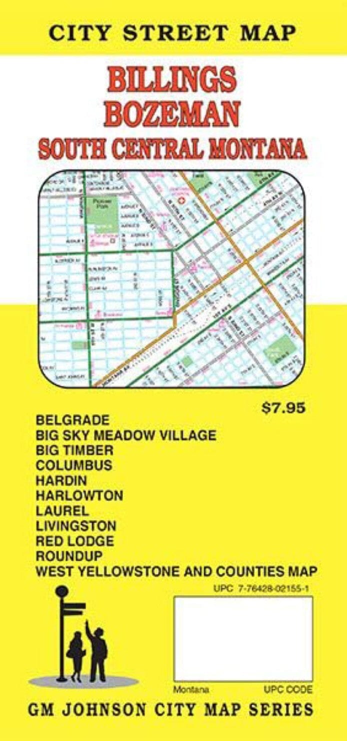 Plan des rues - Billings, Bozeman, Villes et comtés du centre-sud du Montana (Montana) | GM Johnson carte pliée GM Johnson 