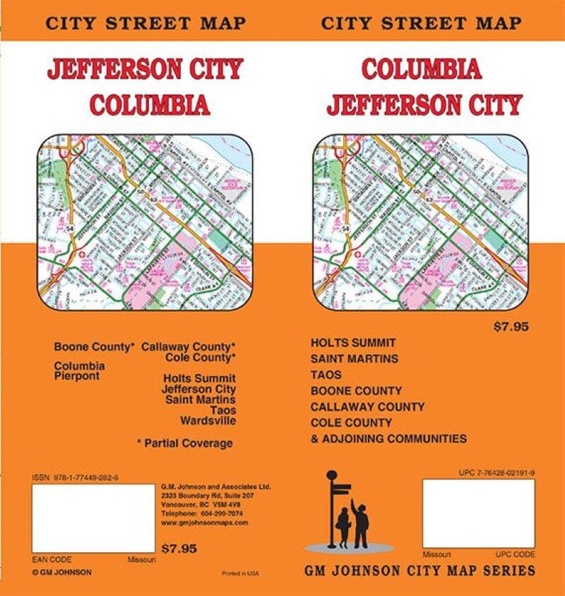 Plan des rues - Columbia, Jefferson City | GM Johnson carte pliée GM Johnson 