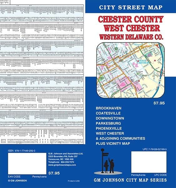 Plan des rues - Comté de Chester/comté de l'ouest du Delaware (Pennsylvanie) | GM Johnson carte pliée GM Johnson 