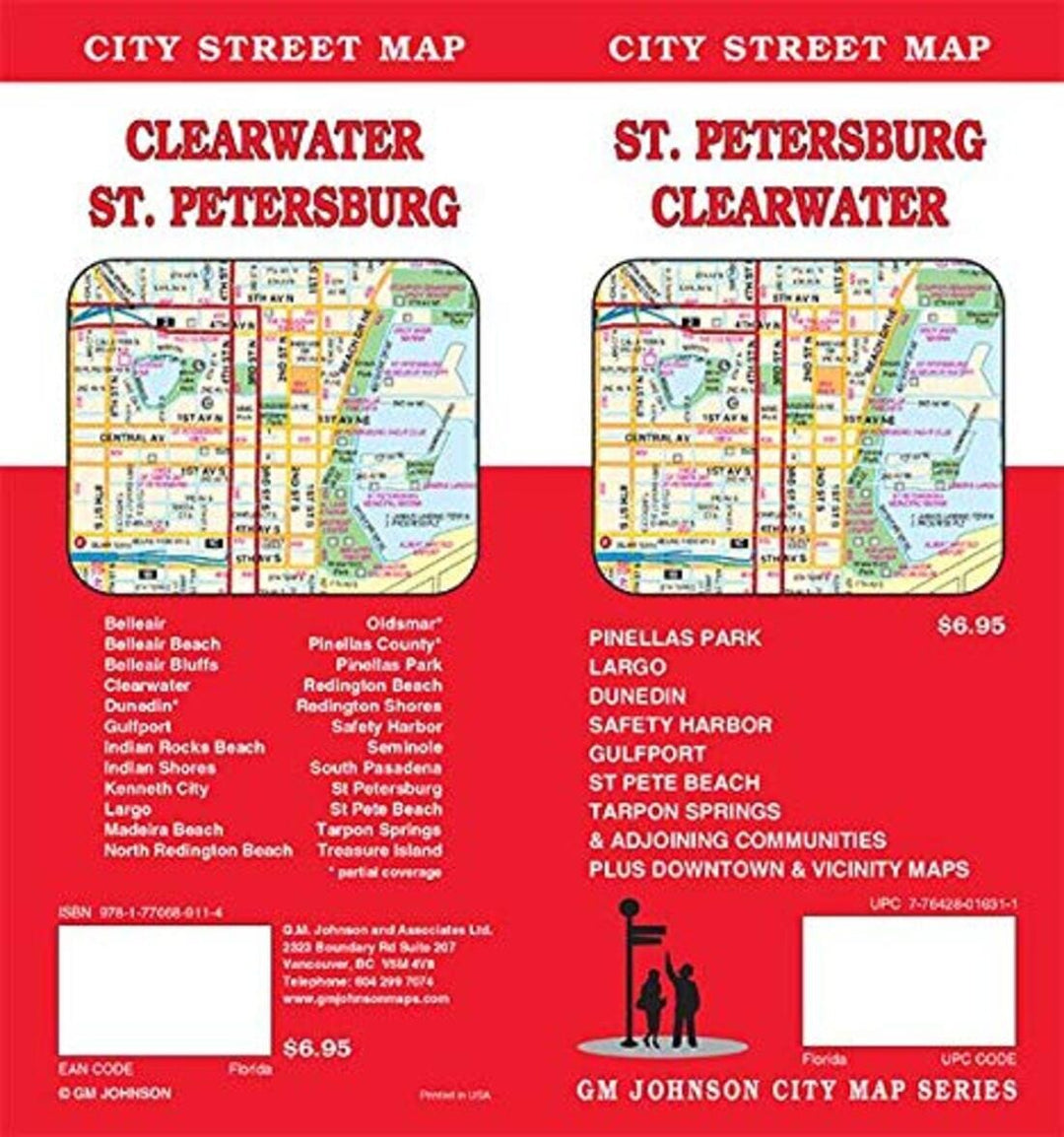 Plan des rues - Saint-Pétersbourg et Clearwater (Floride) | GM Johnson carte pliée GM Johnson 