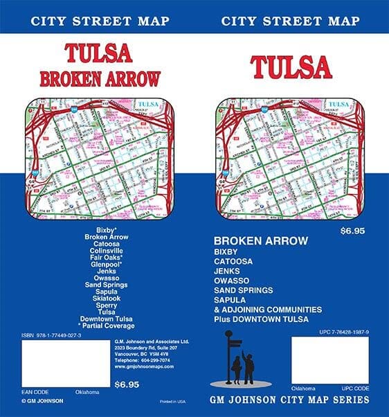 Plan des rues - Tulsa, Oklahoma City | GM Johnson carte pliée GM Johnson 