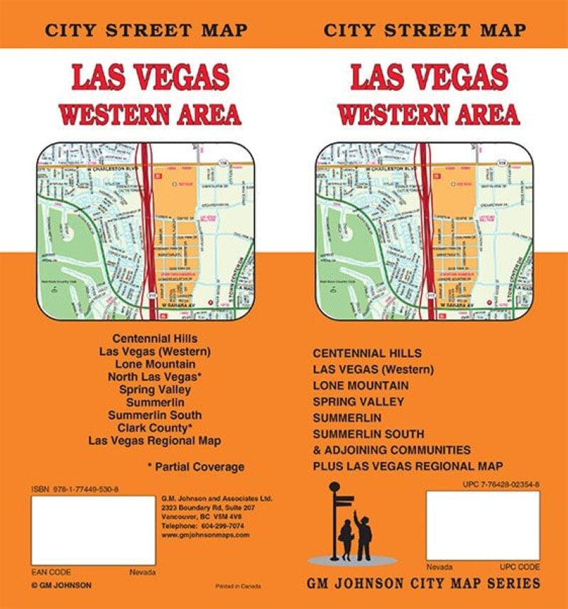 Plan des rues - Zone ouest de Las Vegas (Nevada) | GM Johnson carte pliée GM Johnson 