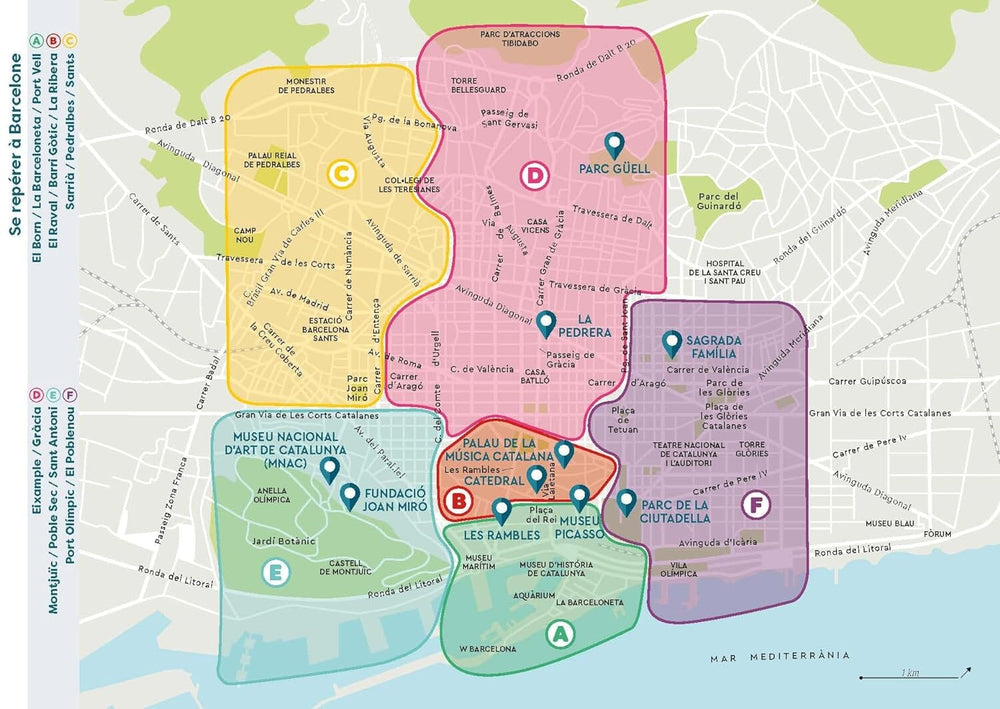 Plan détaillé - Barcelone 2024/25 | Cartoville carte pliée Gallimard 