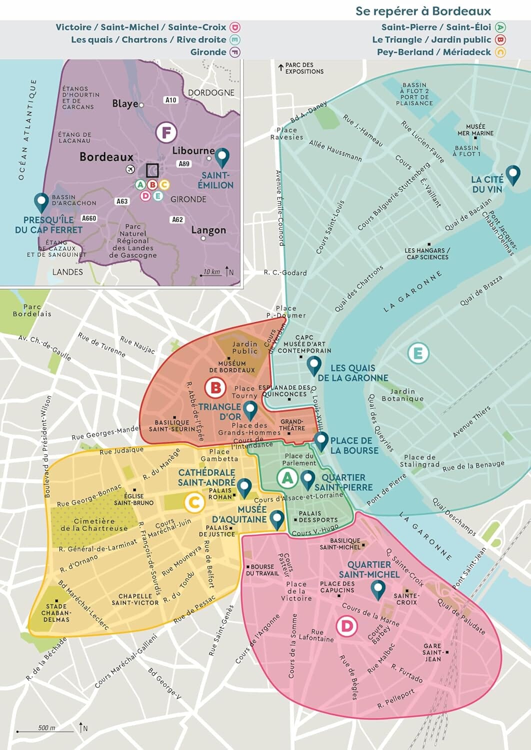 Plan détaillé - Bordeaux | Cartoville carte pliée Gallimard 