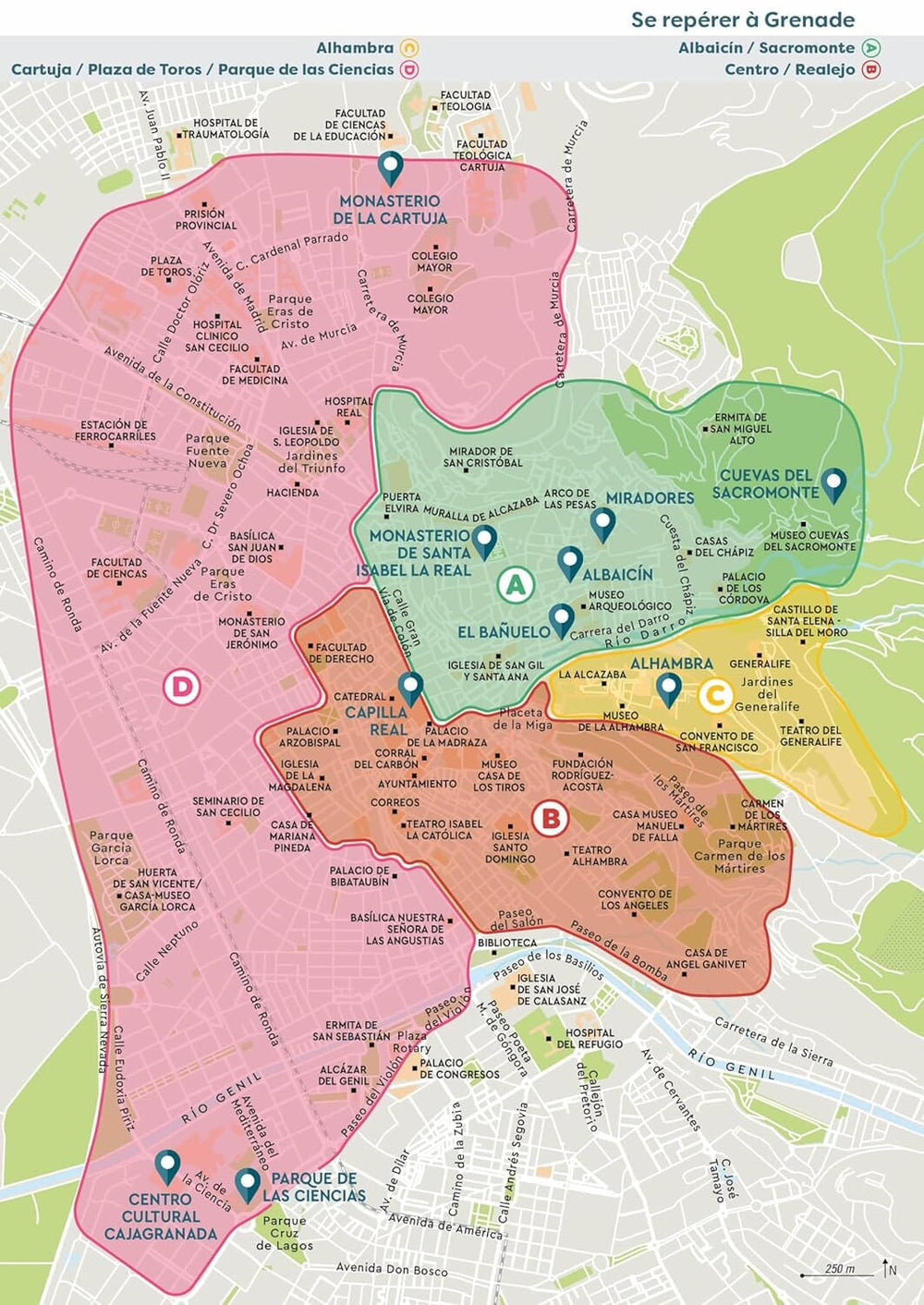 Plan détaillé - Grenade | Cartoville carte pliée Gallimard 