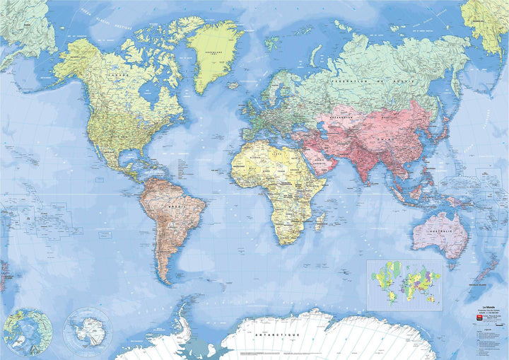 Planisphère plastifié - Monde politique (133 x 90 cm) | Blay Foldex carte murale hors dimensions Blay Foldex 