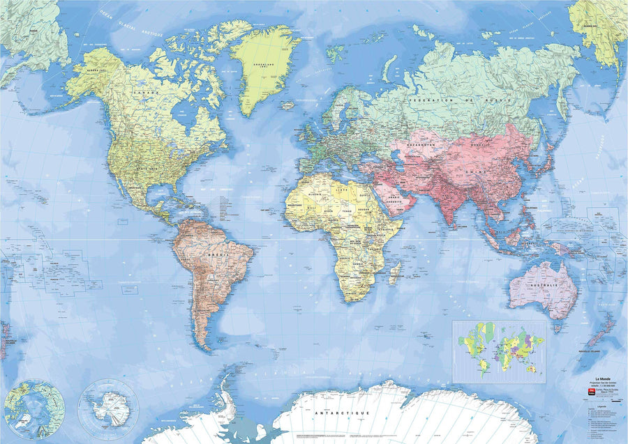 Planisphère plastifié - Monde politique (133 x 90 cm) | Blay Foldex carte murale hors dimensions Blay Foldex 