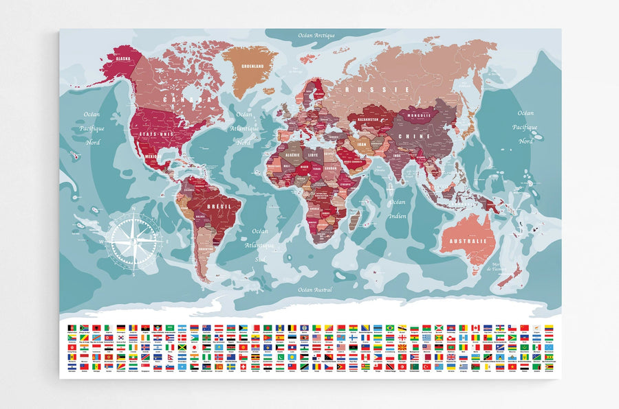 carte géographique. le temps de voyager. carte du monde pliable avec  marque-place piné. plier le