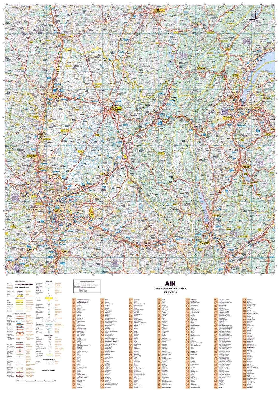 Poster - Ain (119 x 85 cm) | Blay Foldex carte murale hors dimensions Blay Foldex 