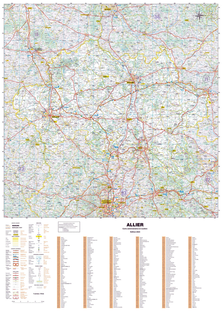 Poster - Allier (119 x 85 cm) | Blay Foldex carte murale hors dimensions Blay Foldex 