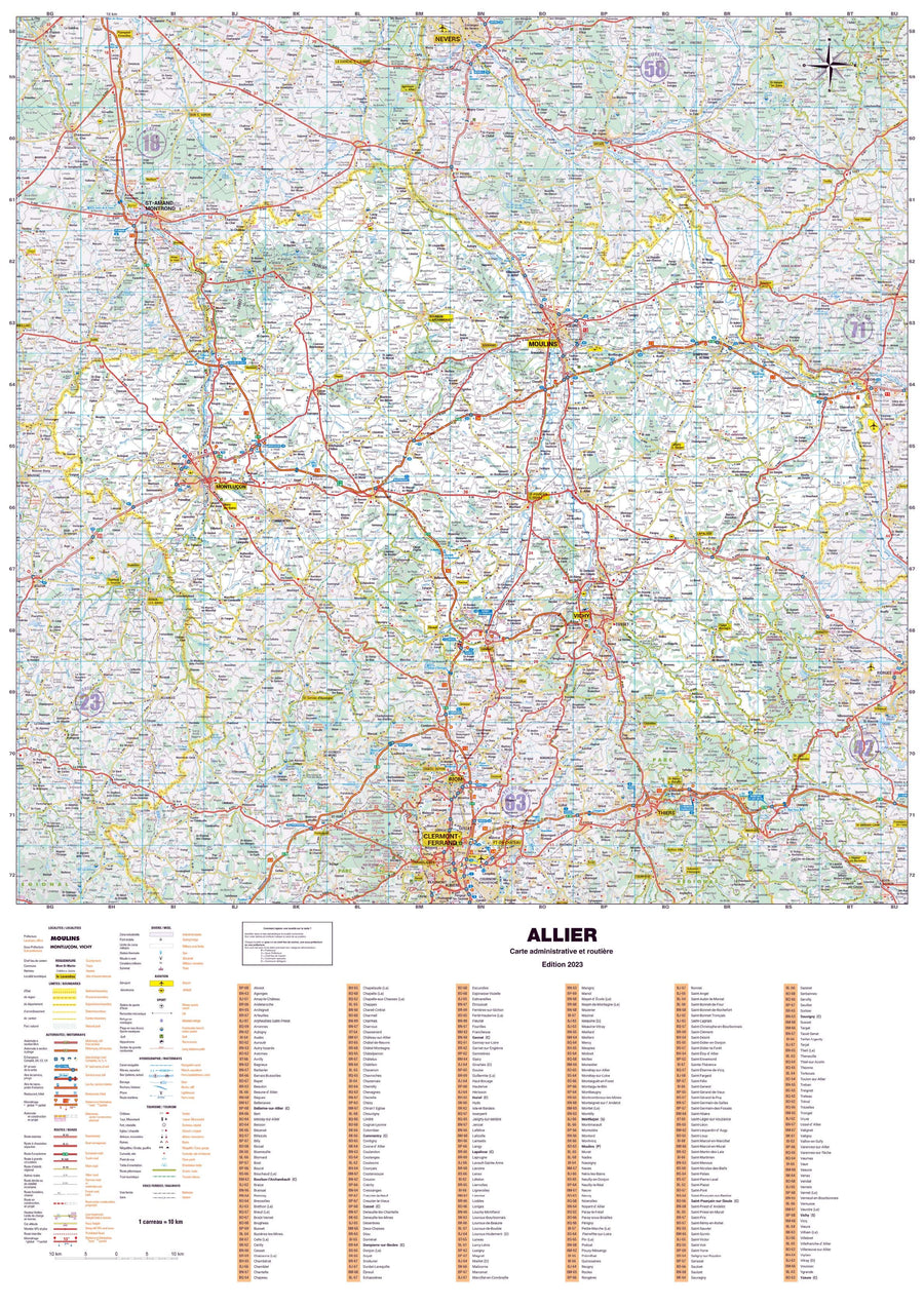 Poster - Allier (119 x 85 cm) | Blay Foldex carte murale hors dimensions Blay Foldex 