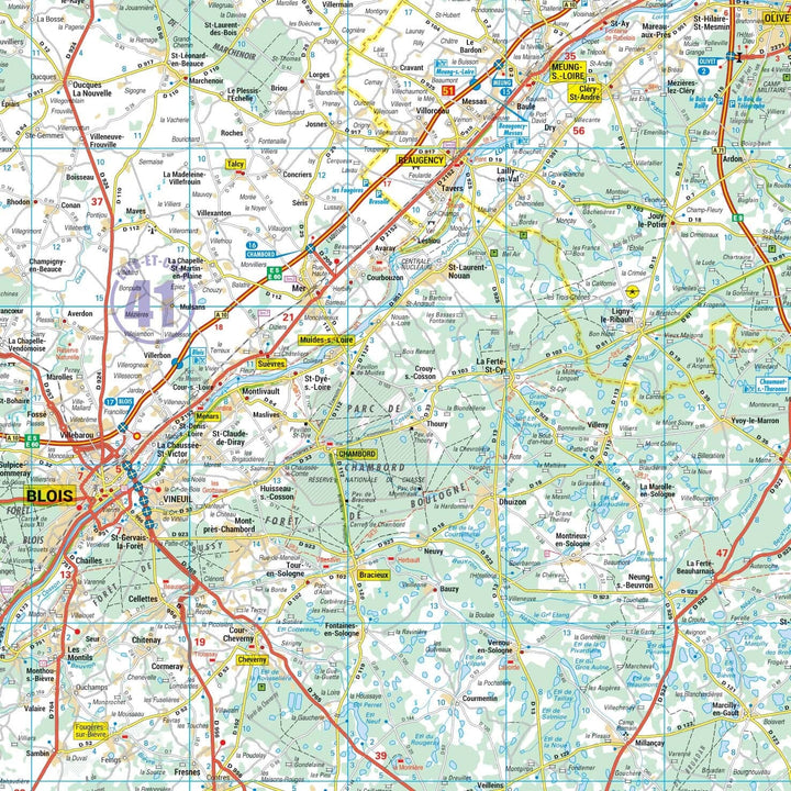 Poster - Centre-Val de Loire (120 × 148 cm) | Blay Foldex carte murale hors dimensions Blay Foldex 