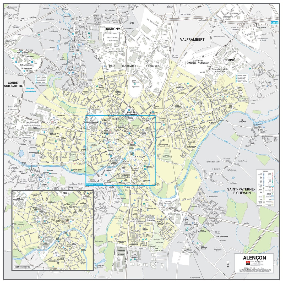 Poster de ville - Alençon (70 x 70 cm) | Blay Foldex carte murale hors dimensions Blay Foldex 