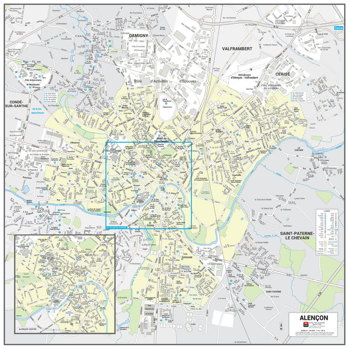 Poster de ville - Alençon (70 x 70 cm) | Blay Foldex carte murale hors dimensions Blay Foldex 