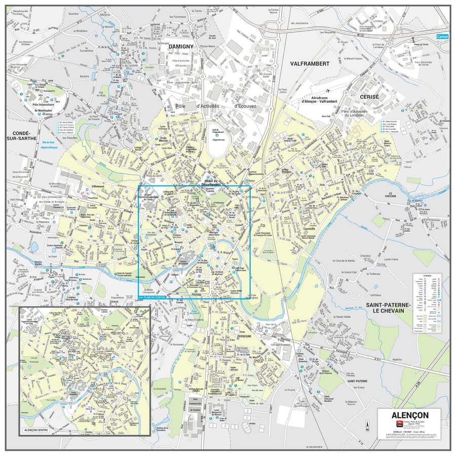 Poster de ville - Alençon (70 x 70 cm) | Blay Foldex carte murale hors dimensions Blay Foldex 